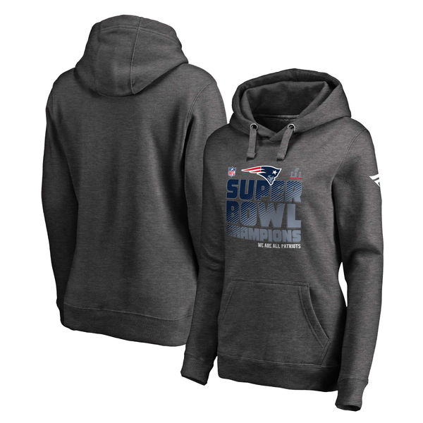 New England Patriots Pro Line by Fanatics Branded Women's Plus Size Super Bowl LI Champions Trophy Collection Locker Room Pullover Hoodie - Charcoal
